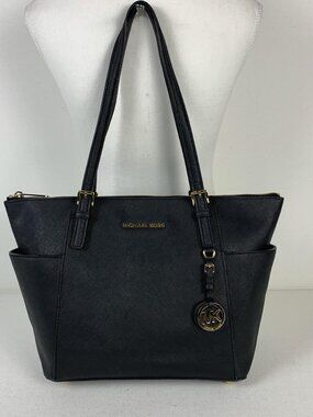 Michael Kors Black Jet Set Tote Bag - Stylish & Spacious Top-Zip Design
